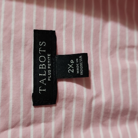 Talbots 2Xp Pink & White Striped Shirt - Picture 3 of 3